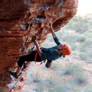 Jesse spends most of her free time rock climbing